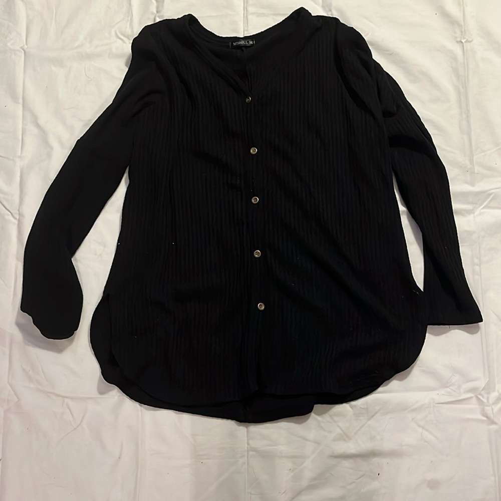 Waffle Knit Button Up